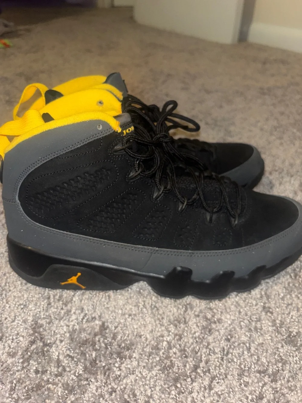 Jordan Black and Yellow High-Top Basketball Sneakers
